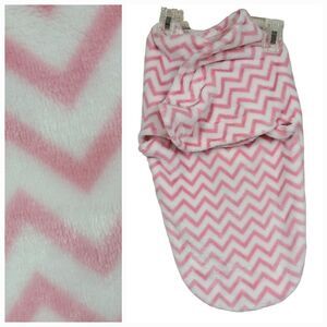 Baby Kiss Minky Soft Plush Blanket Swaddle Sleep Sack Pink Chevron Fleece Girls